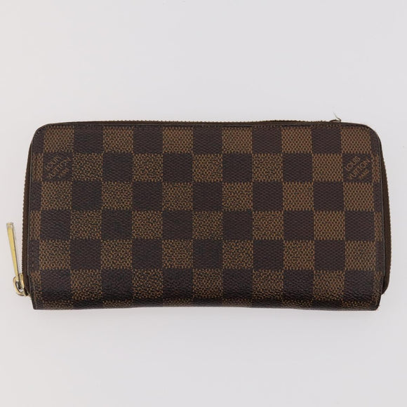 LOUIS VUITTON Damier Ebene Long Wallet 2 Set LV Auth BA12175