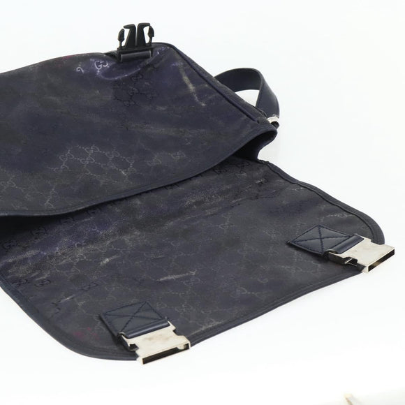 GUCCI GG Implementation Shoulder Bag PVC Purple Silver 201732 Auth BA12180