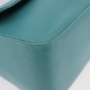 BALLY Hand Bag Leather Turquoise Blue Silver Auth BA12211A-10