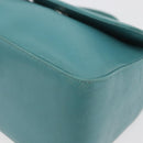 BALLY Hand Bag Leather Turquoise Blue Silver Auth BA12211A-11