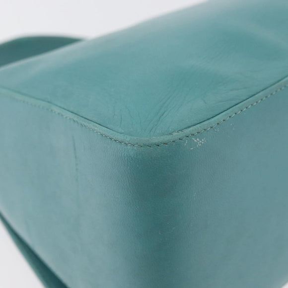 BALLY Hand Bag Leather Turquoise Blue Silver Auth BA12211A