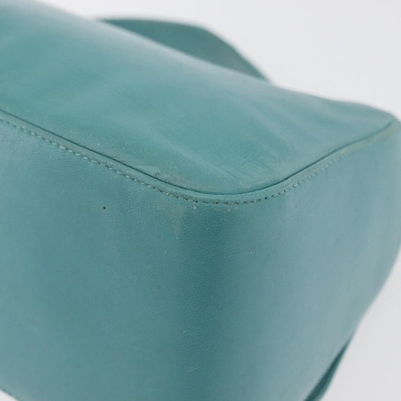 BALLY Hand Bag Leather Turquoise Blue Silver Auth BA12211A