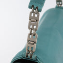 BALLY Hand Bag Leather Turquoise Blue Silver Auth BA12211A-14