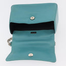 BALLY Hand Bag Leather Turquoise Blue Silver Auth BA12211A-15