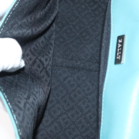 BALLY Hand Bag Leather Turquoise Blue Silver Auth BA12211A