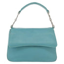 BALLY Hand Bag Leather Turquoise Blue Silver Auth BA12211A-2