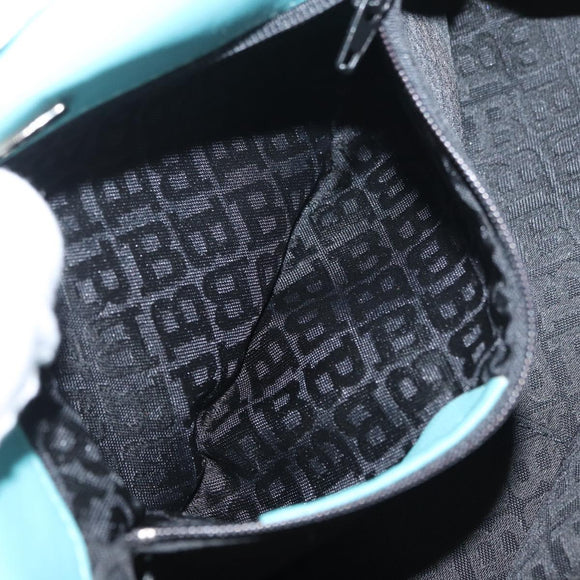 BALLY Hand Bag Leather Turquoise Blue Silver Auth BA12211A