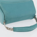 BALLY Hand Bag Leather Turquoise Blue Silver Auth BA12211A-6
