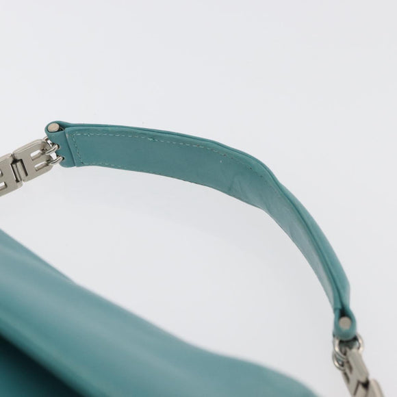 BALLY Hand Bag Leather Turquoise Blue Silver Auth BA12211A