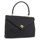 BALLY Quilted Hand Bag Leather Black Gold Auth BA12212A-1