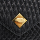BALLY Quilted Hand Bag Leather Black Gold Auth BA12212A-14