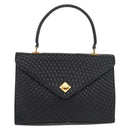 BALLY Quilted Hand Bag Leather Black Gold Auth BA12212A-2