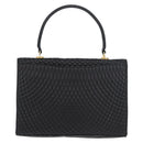 BALLY Quilted Hand Bag Leather Black Gold Auth BA12212A-3