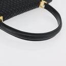 BALLY Quilted Hand Bag Leather Black Gold Auth BA12212A-7