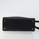 BALLY Quilted Hand Bag Leather 2way Black Gold Auth BA12213A-5