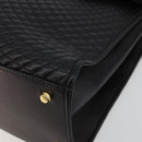 BALLY Quilted Hand Bag Leather 2way Black Gold Auth BA12213A-9