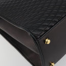 BALLY Quilted Hand Bag Leather 2way Black Gold Auth BA12213A-16