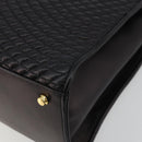 BALLY Quilted Hand Bag Leather 2way Black Gold Auth BA12213A-17