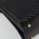 BALLY Quilted Hand Bag Leather 2way Black Gold Auth BA12213A-18