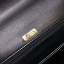 BALLY Quilted Hand Bag Leather 2way Black Gold Auth BA12213A-20