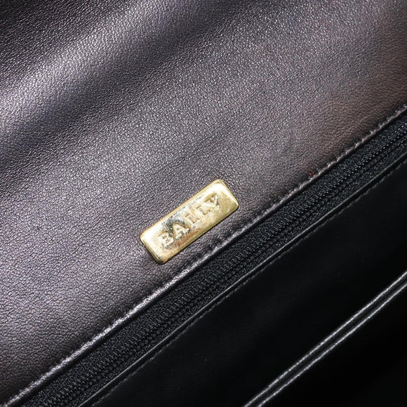BALLY Quilted Hand Bag Leather 2way Black Gold Auth BA12213A