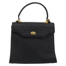 BALLY Quilted Hand Bag Leather 2way Black Gold Auth BA12213A-13