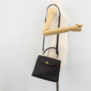 BALLY Quilted Hand Bag Leather 2way Black Gold Auth BA12213A-26