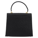 BALLY Quilted Hand Bag Leather 2way Black Gold Auth BA12213A-2