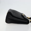 BALLY Quilted Hand Bag Leather 2way Black Gold Auth BA12213A-3