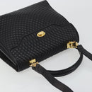 BALLY Quilted Hand Bag Leather 2way Black Gold Auth BA12213A-6
