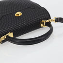 BALLY Quilted Hand Bag Leather 2way Black Gold Auth BA12213A-7