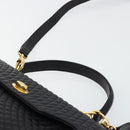 BALLY Quilted Hand Bag Leather 2way Black Gold Auth BA12213A-14