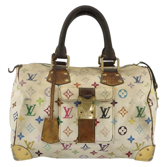 LOUIS VUITTON Monogram Multicolor Speedy 30 Bag White M92643 LV Auth BA12232