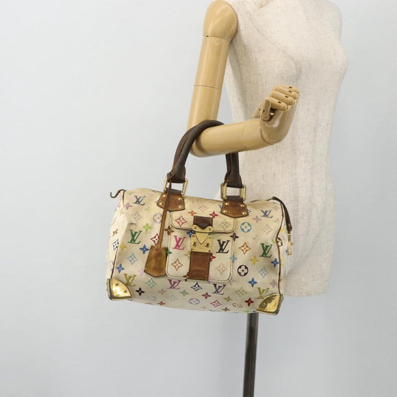 LOUIS VUITTON Monogram Multicolor Speedy 30 Bag White M92643 LV Auth BA12232