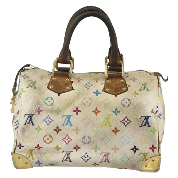 LOUIS VUITTON Monogram Multicolor Speedy 30 Bag White M92643 LV Auth BA12232