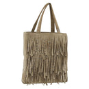 CHANEL Hand Bag Suede Beige Silver CC Auth BA12233-1