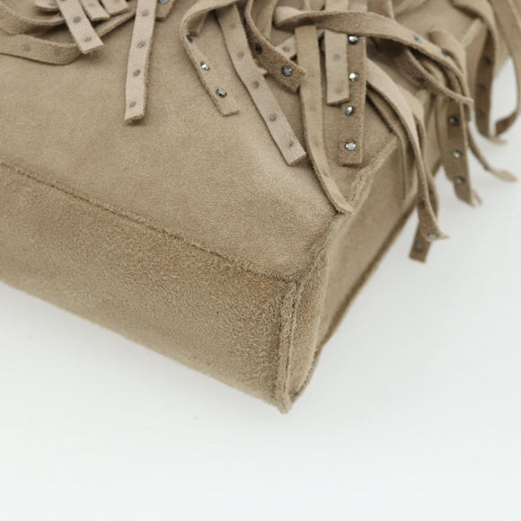 CHANEL Handtas Suède Beige Zilveren CC Auth BA12233