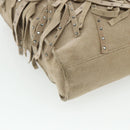CHANEL Hand Bag Suede Beige Silver CC Auth BA12233-15