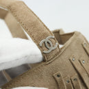 CHANEL Hand Bag Suede Beige Silver CC Auth BA12233-9