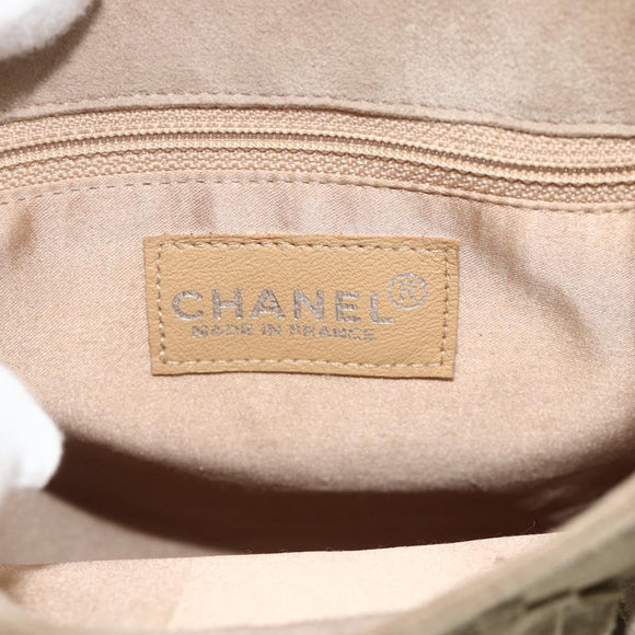CHANEL Handtas Suède Beige Zilveren CC Auth BA12233