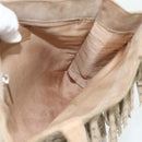 CHANEL Hand Bag Suede Beige Silver CC Auth BA12233-19