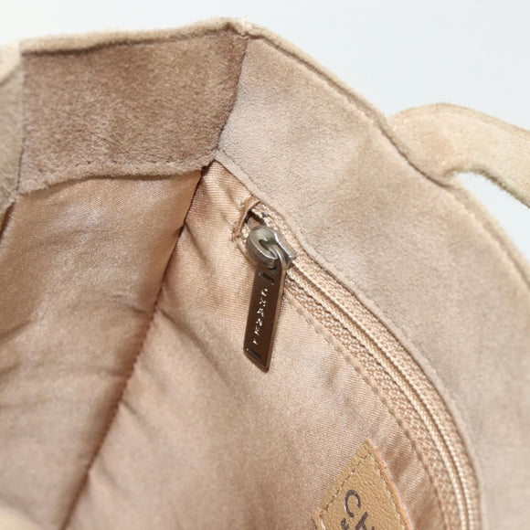CHANEL Handtas Suède Beige Zilveren CC Auth BA12233