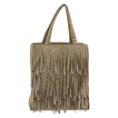 CHANEL Hand Bag Suede Beige Silver CC Auth BA12233-13