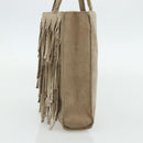 CHANEL Hand Bag Suede Beige Silver CC Auth BA12233-4