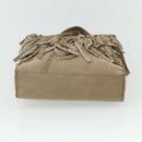 CHANEL Hand Bag Suede Beige Silver CC Auth BA12233-5