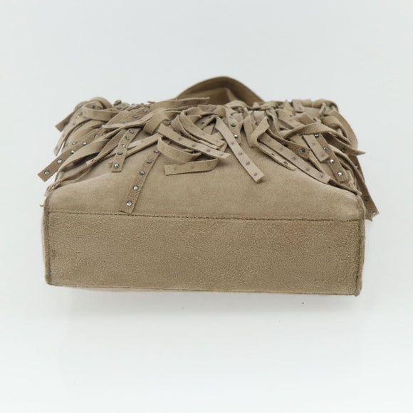 CHANEL Handtas Suède Beige Zilveren CC Auth BA12233