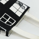 CHANEL Windows Line Tote Bag Canvas Black Gold CC Auth BA12234-6