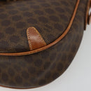CELINE Macadam Canvas Shoulder Bag PVC Leather Brown Gold Auth BA12236-14