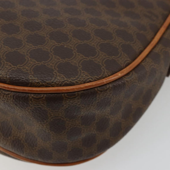 CELINE Macadam Canvas Shoulder Bag PVC Leather Brown Gold Auth BA12236