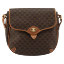 CELINE Macadam Canvas Shoulder Bag PVC Leather Brown Gold Auth BA12236-13